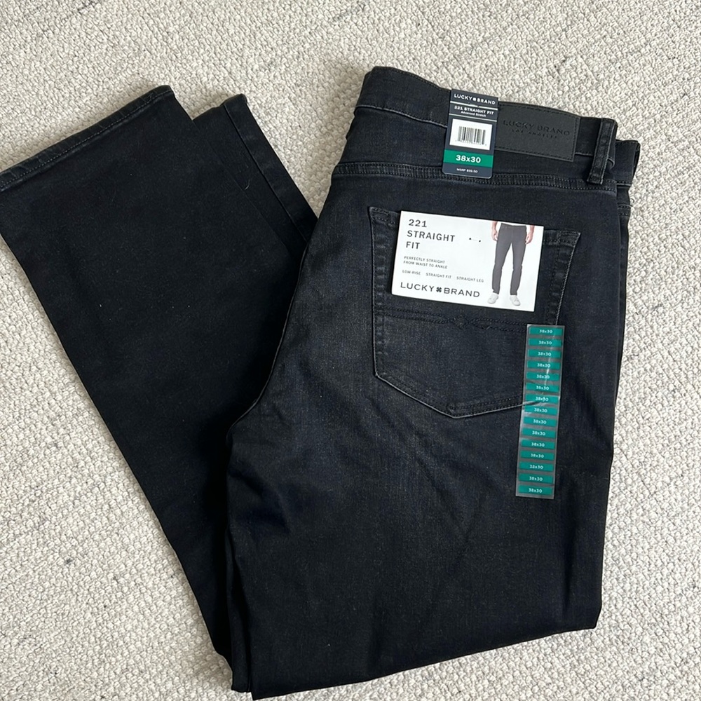 Men's Lucky jeans, black, 221 straight fit, 38x30, nwt